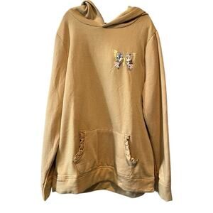 BTween Gold Sequin Butterfly Hoodie with Ruffles Kangaroo Pocket size 12 Tan